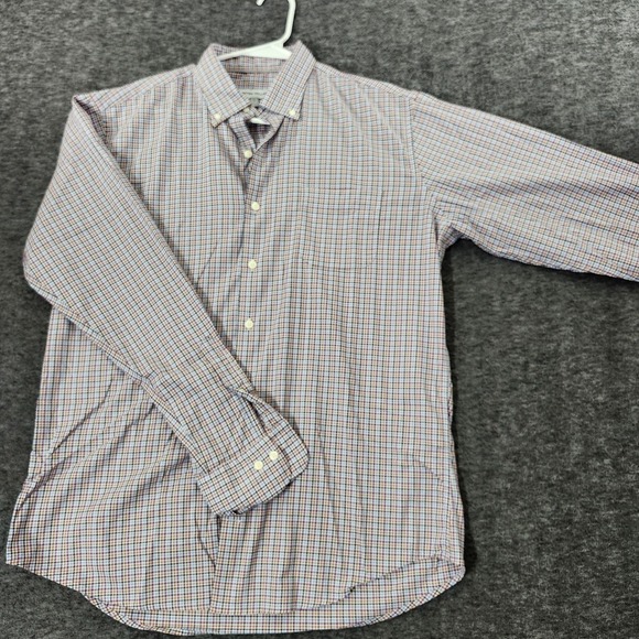 Peter Millar Other - Peter Millar Shirt Adult Large Blue Brown Plaid Button Up Linen Cotton Mens